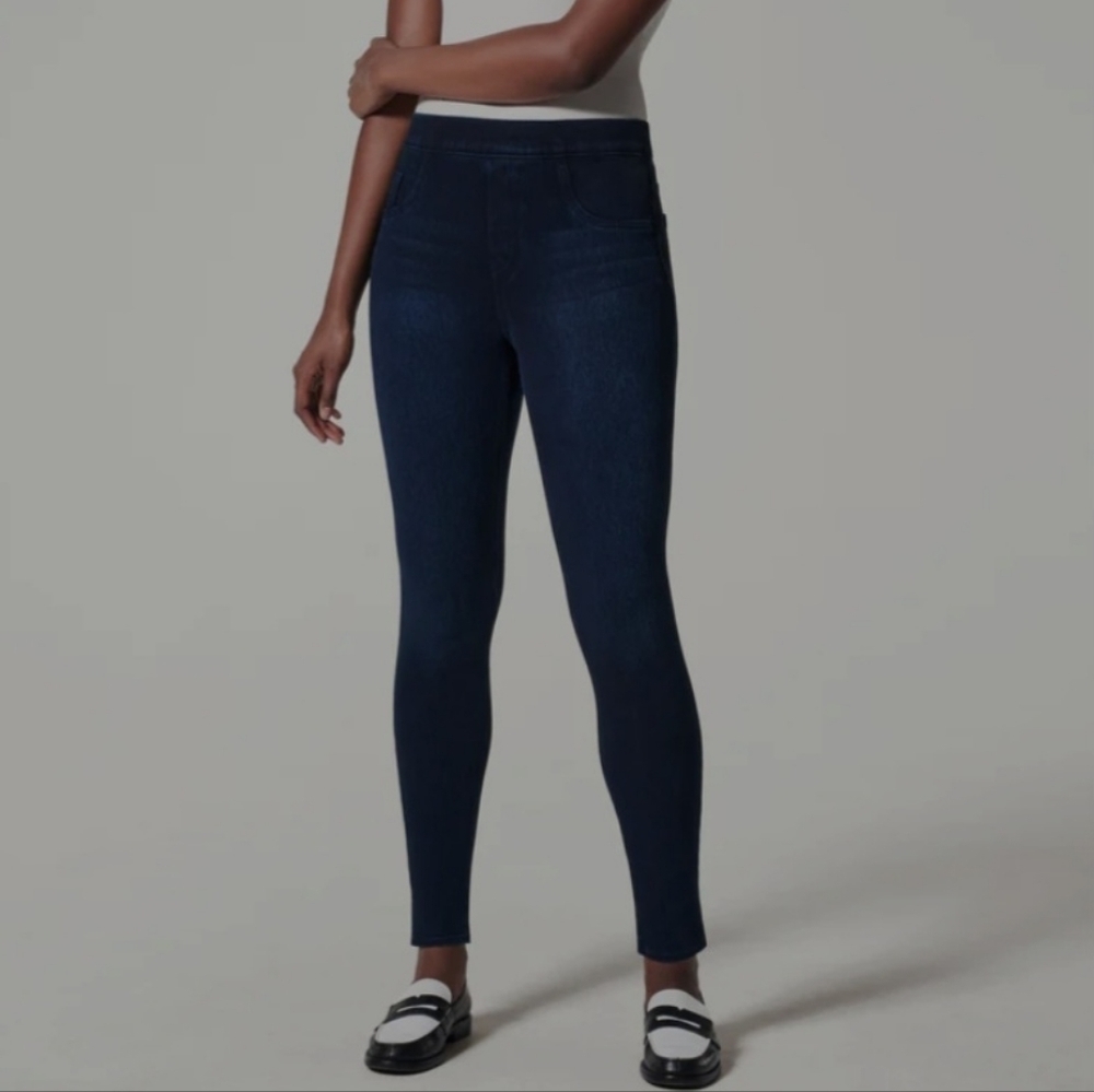 SPANX XS Jean-ish Ankle Leggings Dark Wash High Waist